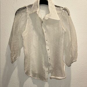 Zara Elegant Sheer White Blouse